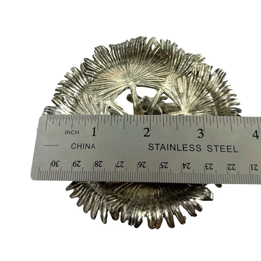 Arthur Court 1999 Aluminum Elephant Family Palm Leaf Candle Holder 4.5”